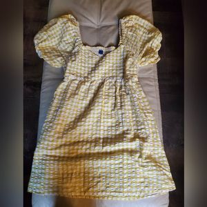 Old Navy yellow plaid puff sleeve dress